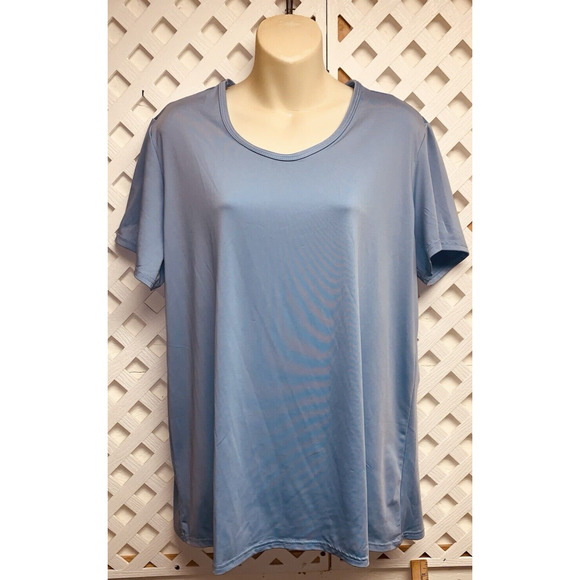 2XL RE Real Essentials Womens S S Round Neck T-Shirt Periwinkle Workout - Picture 1 of 12